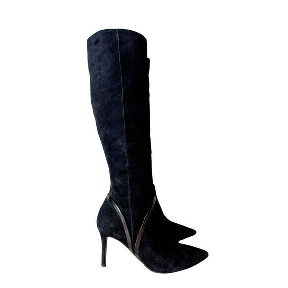 BLEECKER & BOND Maya Black Suede Knee High Boot Size 6.5M - Picture 3 of 9